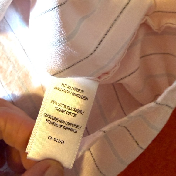 Pink and gray organic cotton striped pocket short sleeve oxford shirt NWT - Picture 8 of 9